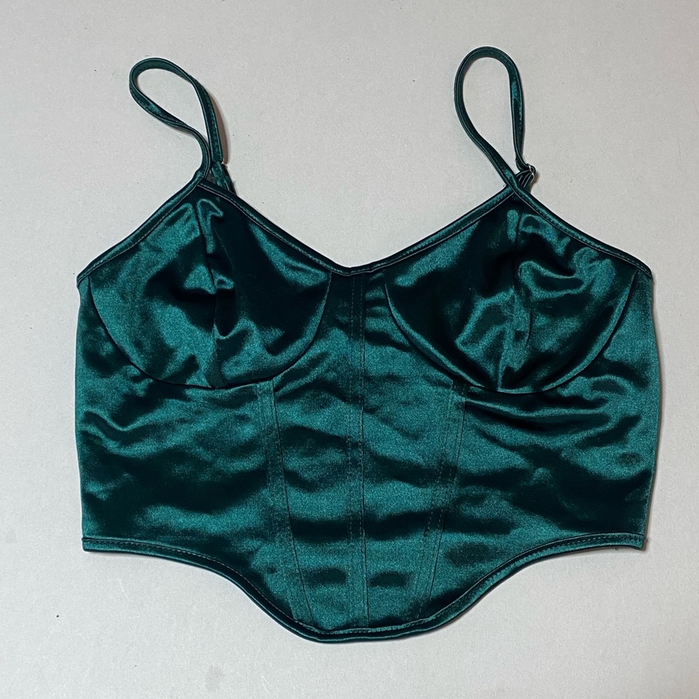 SHEIN Emerald Green Satin Blouse